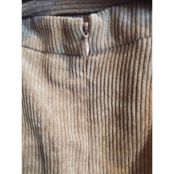 Corduroy tiered layered Fall belted Western Size small Short Skirt Tan Brown - Picture 3 of 5